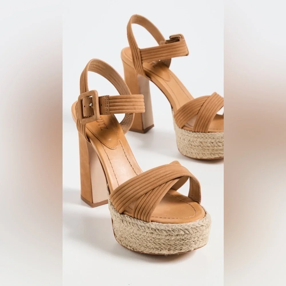 Schutz Blisse Platform Sandals - Nude Caramel - size 9